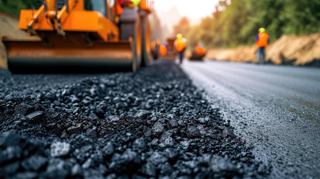 Road construction machinery on site
